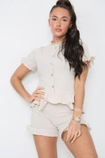 Load image into Gallery viewer, Diamond Frilled Edge Short Co-Ord Set

