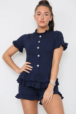 Load image into Gallery viewer, Diamond Frilled Edge Short Co-Ord Set
