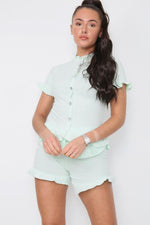 Load image into Gallery viewer, Diamond Frilled Edge Short Co-Ord Set
