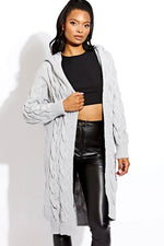 Load image into Gallery viewer, Cable Knit Hooded Cardigan
