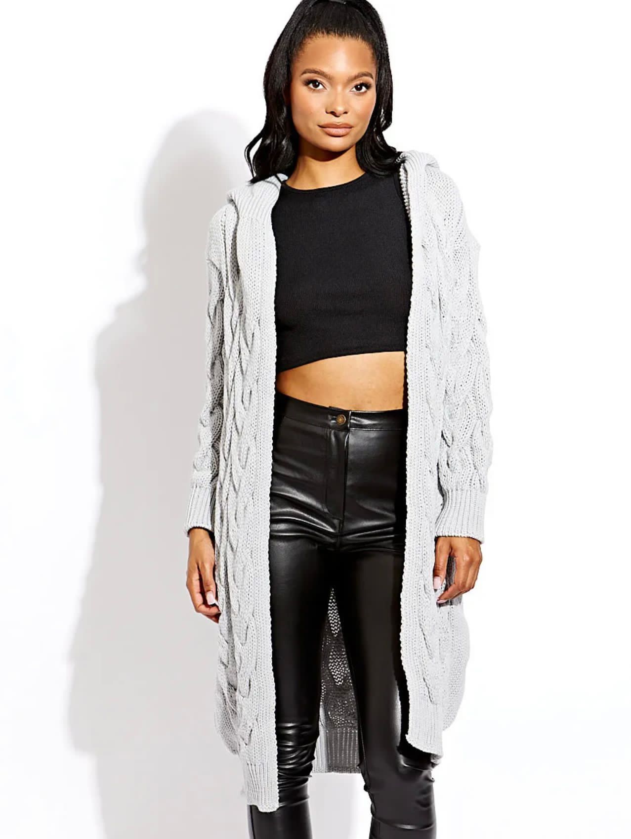 Cable Knit Hooded Cardigan