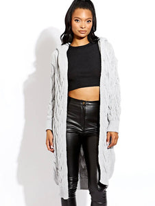 Cable Knit Hooded Cardigan