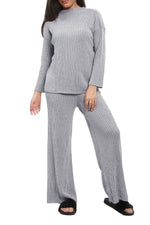 Load image into Gallery viewer, Chunky Knitted Ribbed Polo High Neck Top Leggings Loungewear Set
