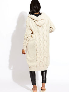 Cable Knit Hooded Cardigan