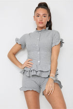 Load image into Gallery viewer, Diamond Frilled Edge Short Co-Ord Set
