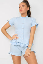 Load image into Gallery viewer, Diamond Frilled Edge Short Co-Ord Set
