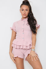 Load image into Gallery viewer, Diamond Frilled Edge Short Co-Ord Set
