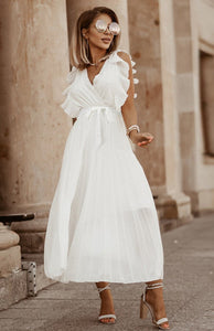 Green Curve Lotus Leaf Sleeve Dress (UK 10-12)