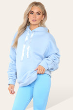 Load image into Gallery viewer, Curve Set Ruched Sleeves Hoodie With Satin Ribbon &amp; High Waist Ribbed Leggings
