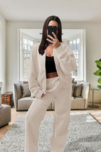 New Style Oversized Fleece Zipper & Wide Leg Tracksuit Bottoms