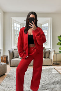 New Style Oversized Fleece Zipper & Wide Leg Tracksuit Bottoms