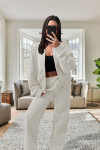 New Style Oversized Fleece Zipper & Wide Leg Tracksuit Bottoms