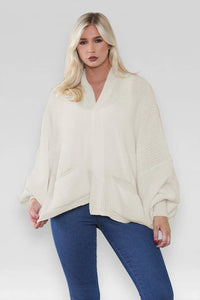Oversized Cropped Short Balloon Pocket Chunky Knitted Cardigan