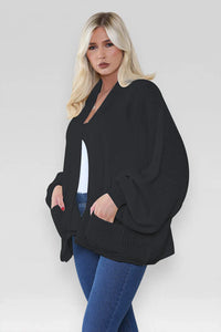 Oversized Cropped Short Balloon Pocket Chunky Knitted Cardigan