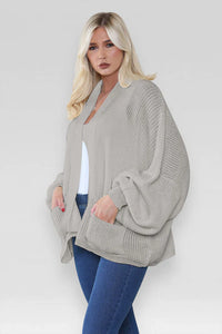 Oversized Cropped Short Balloon Pocket Chunky Knitted Cardigan