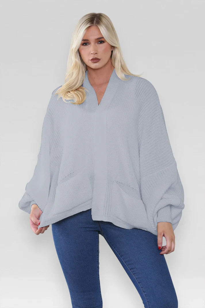 Oversized Cropped Short Balloon Pocket Chunky Knitted Cardigan