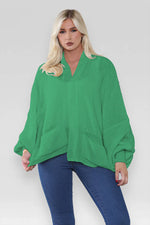 Load image into Gallery viewer, Oversized Cropped Short Balloon Pocket Chunky Knitted Cardigan
