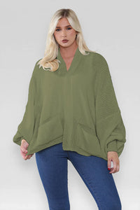 Oversized Cropped Short Balloon Pocket Chunky Knitted Cardigan