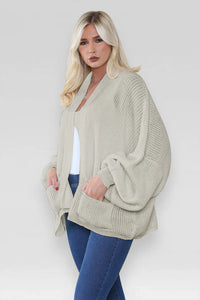 Oversized Cropped Short Balloon Pocket Chunky Knitted Cardigan