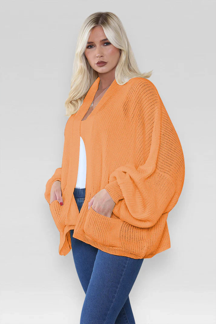 Oversized Cropped Short Balloon Pocket Chunky Knitted Cardigan