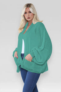 Oversized Cropped Short Balloon Pocket Chunky Knitted Cardigan