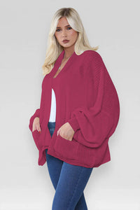 Oversized Cropped Short Balloon Pocket Chunky Knitted Cardigan