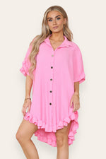 Load image into Gallery viewer, Oversized Italian Gold Button Pleated Frill Ruffle Dress Top

