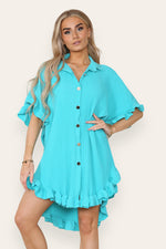 Load image into Gallery viewer, Oversized Italian Gold Button Pleated Frill Ruffle Dress Top
