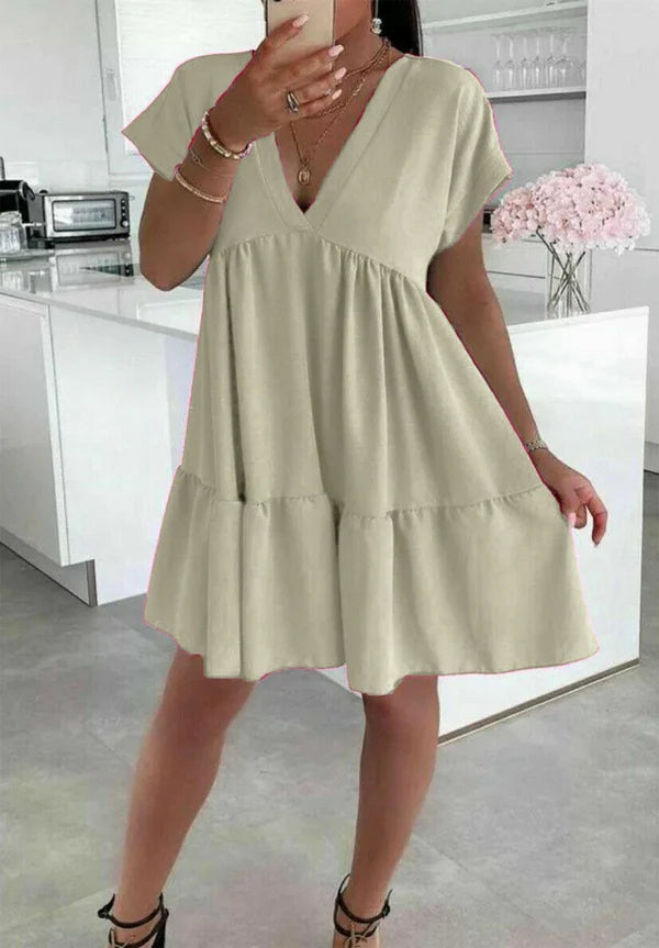 Italian V-Neck Smock Dress