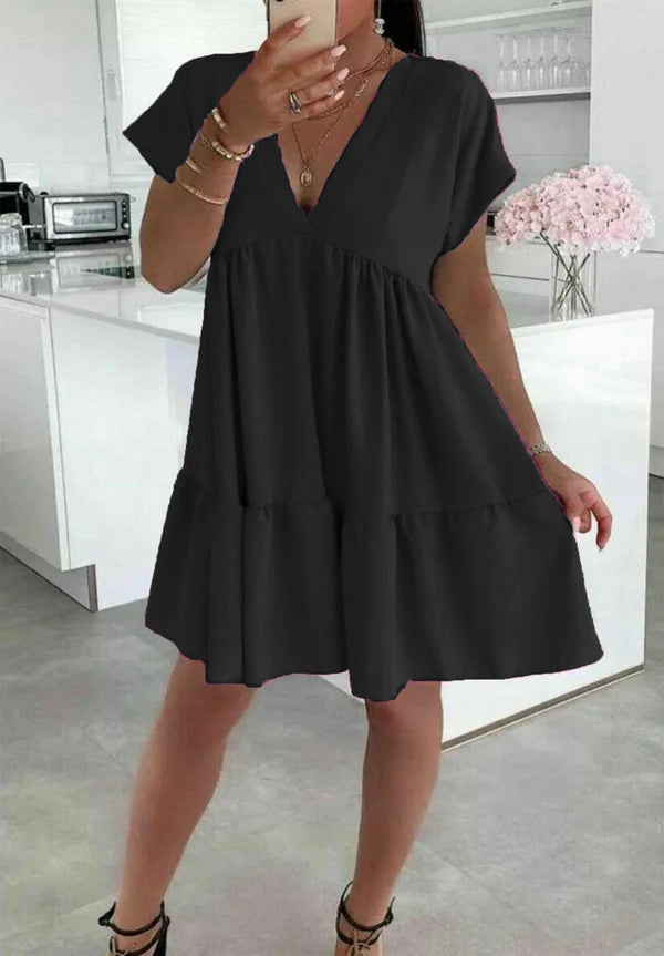 Italian V-Neck Smock Dress
