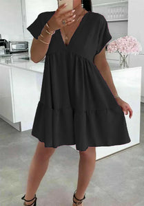Italian V-Neck Smock Dress