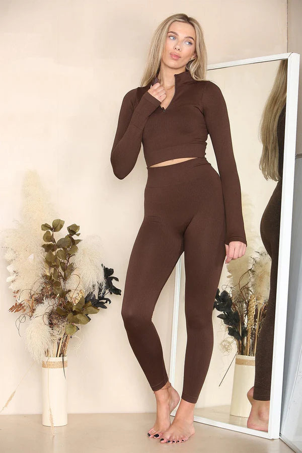Ribbed Tracksuit Two Piece Set