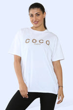 Load image into Gallery viewer, Oversized “Coco Paris” Printed Short Sleeve T-Shirt
