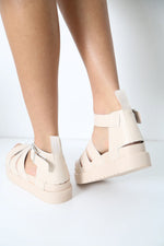 Load image into Gallery viewer, Cream Gladiator Chunky Strappy Sandals
