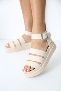 Cream Gladiator Chunky Strappy Sandals