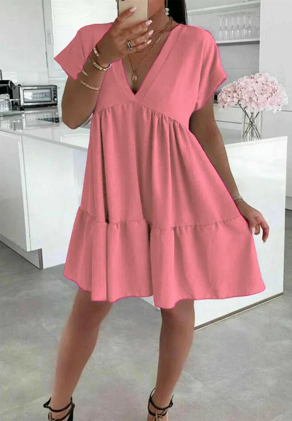 Italian V-Neck Smock Dress