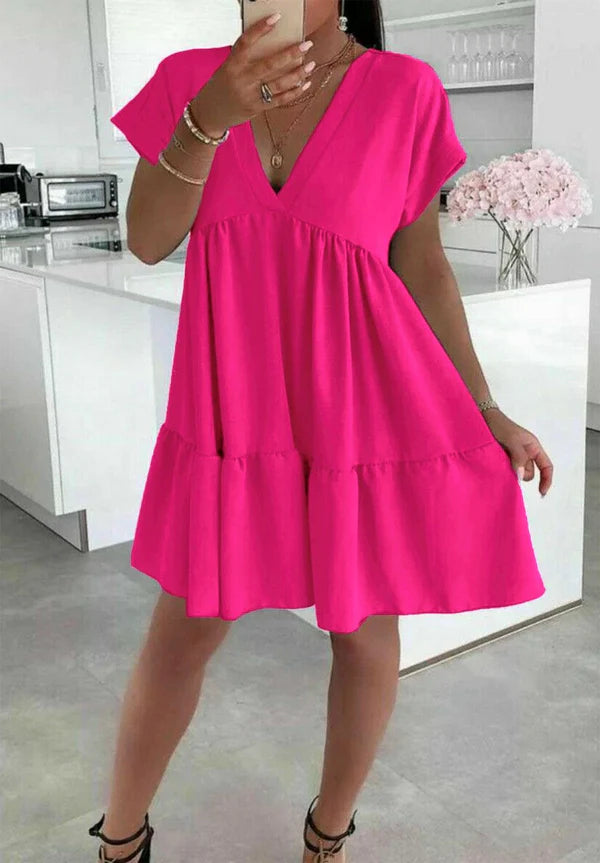 Italian V-Neck Smock Dress