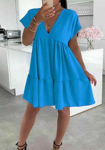 Ladies Italian V-Neck Smock Dress