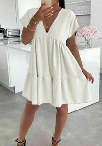 Ladies Italian V-Neck Smock Dress