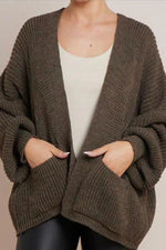 Load image into Gallery viewer, Crop Balloon Pocket Cardigan
