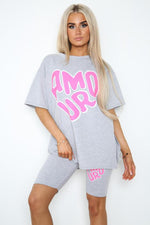 Load image into Gallery viewer, “Amour” Cycling Short &amp; T-Shirt Co-Ord Set
