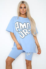 Load image into Gallery viewer, “Amour” Cycling Short &amp; T-Shirt Co-Ord Set
