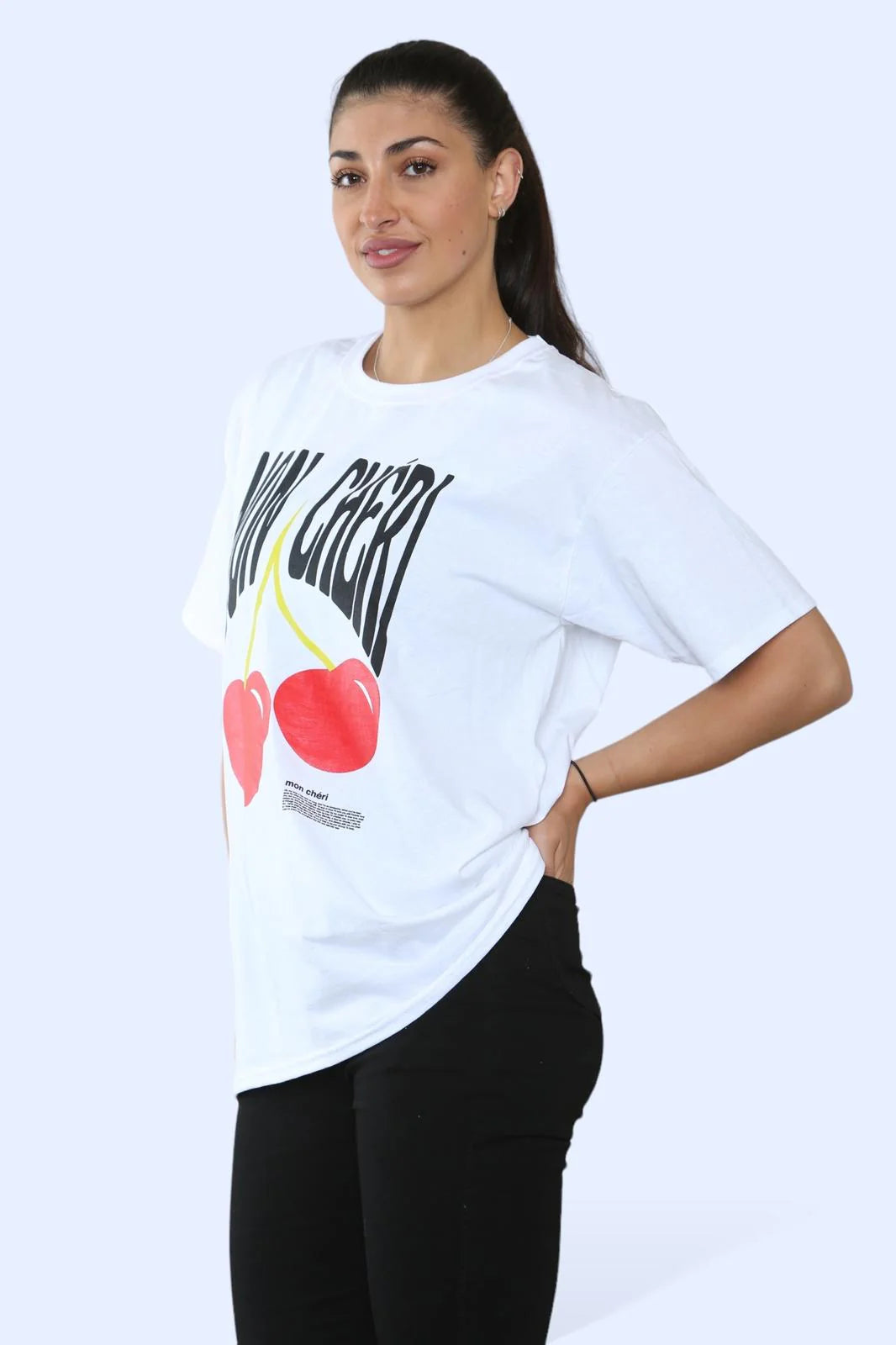 Oversized “Mon Cheri” Printed Short Sleeve T-Shirt