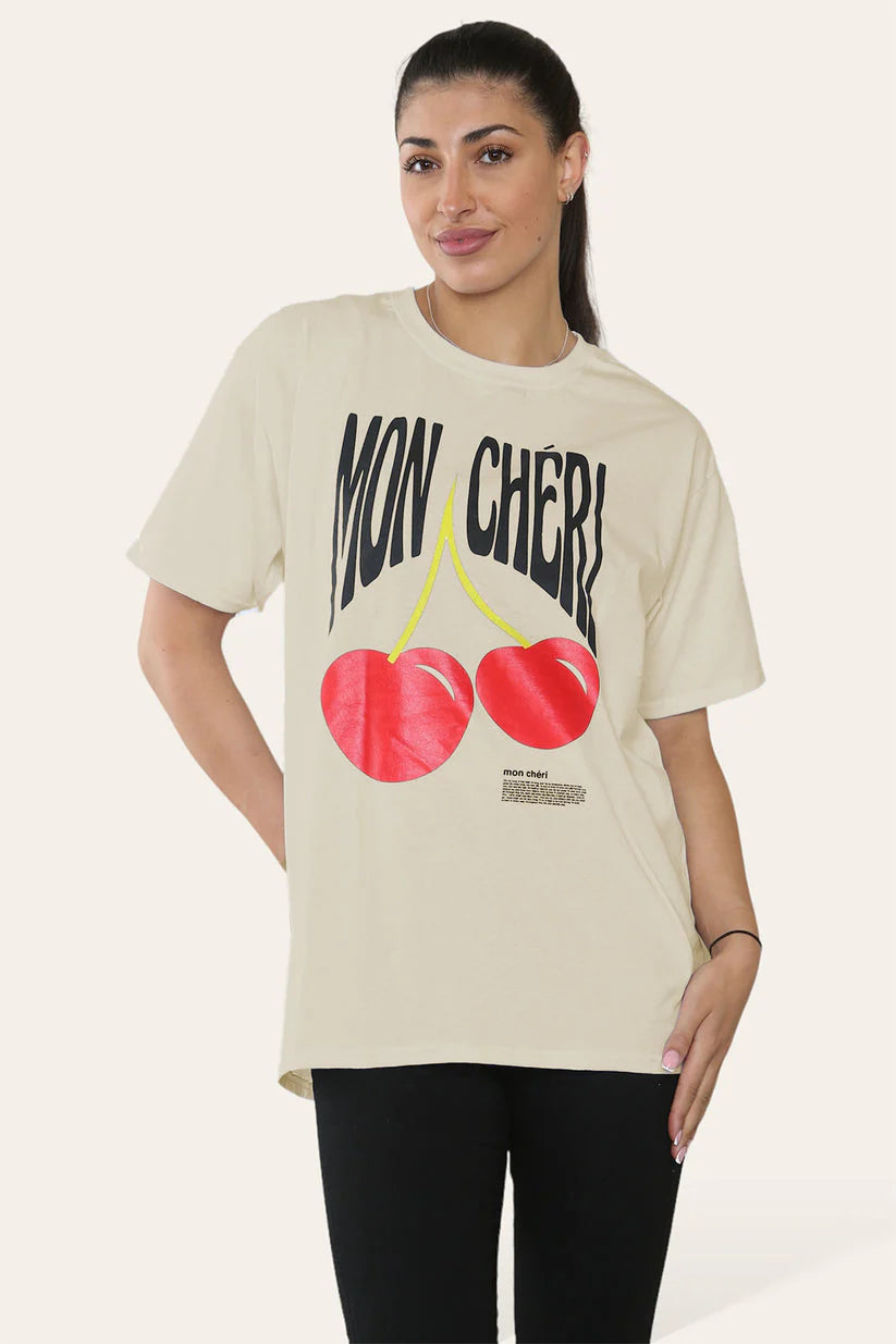 Oversized “Mon Cheri” Printed Short Sleeve T-Shirt