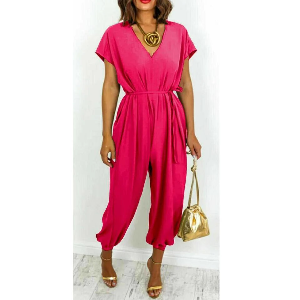 V-Neck Tie Up Jumpsuit