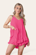 Load image into Gallery viewer, Cami Pleated Frill Hem Top &amp; Matching Frill Shorts Co-Ord Set
