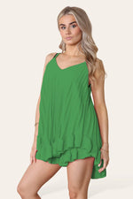 Load image into Gallery viewer, Cami Pleated Frill Hem Top &amp; Matching Frill Shorts Co-Ord Set
