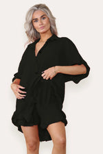 Load image into Gallery viewer, Oversized Pleated Frilled Ruffle Top &amp; Short Co-Ord Set
