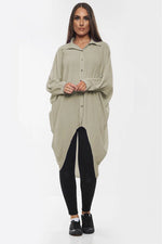 Load image into Gallery viewer, High-Low Oversized Button Long Shirt Dress
