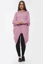 Load image into Gallery viewer, High-Low Oversized Button Long Shirt Dress
